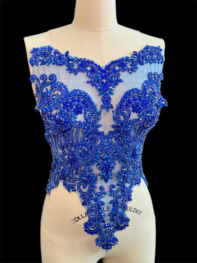 Royal Blue Rhinestone Bodice Applique