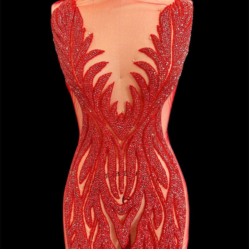 Red Rhinestone Bodice Applique