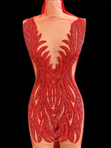 Red Rhinestone Bodice Applique