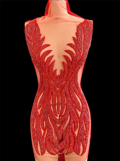 Red Rhinestone Bodice Applique