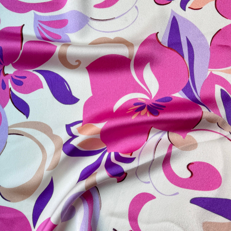 Printed Satin Ivory/Pink Floral