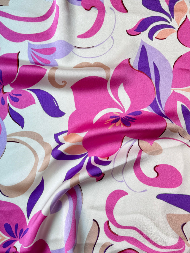 Printed Satin Ivory/Pink Floral