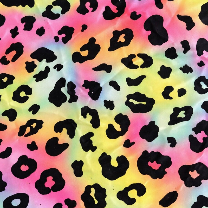 Printed Nylon Spandex Rainbow Leopard