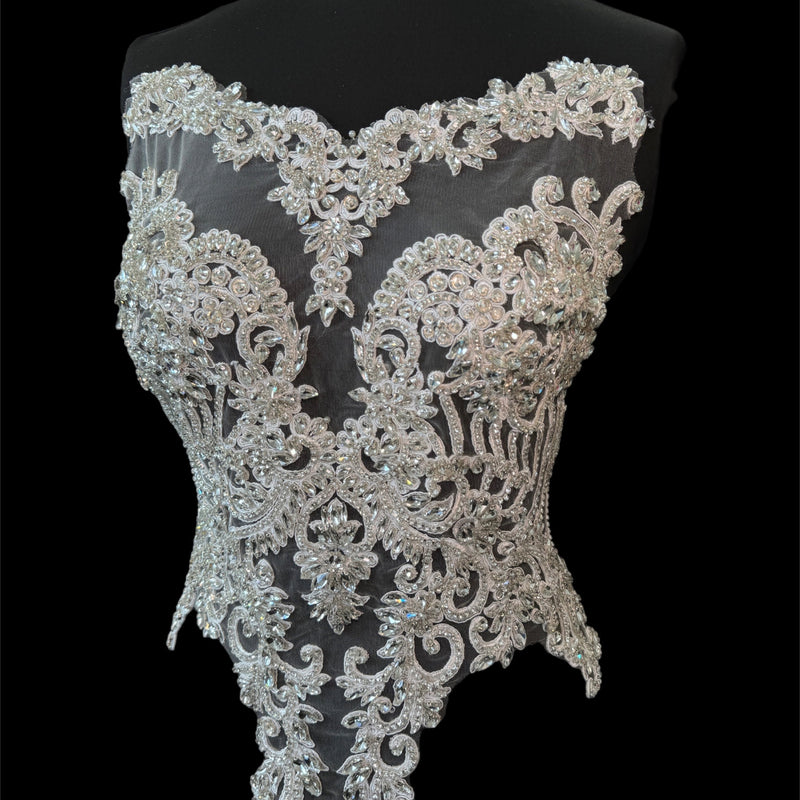 Silver Rhinestone Bodice Applique