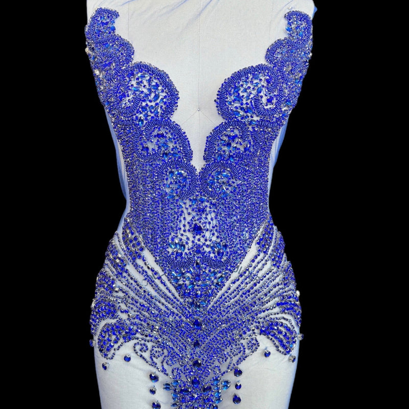 Royal Blue Rhinestone Bodice Applique