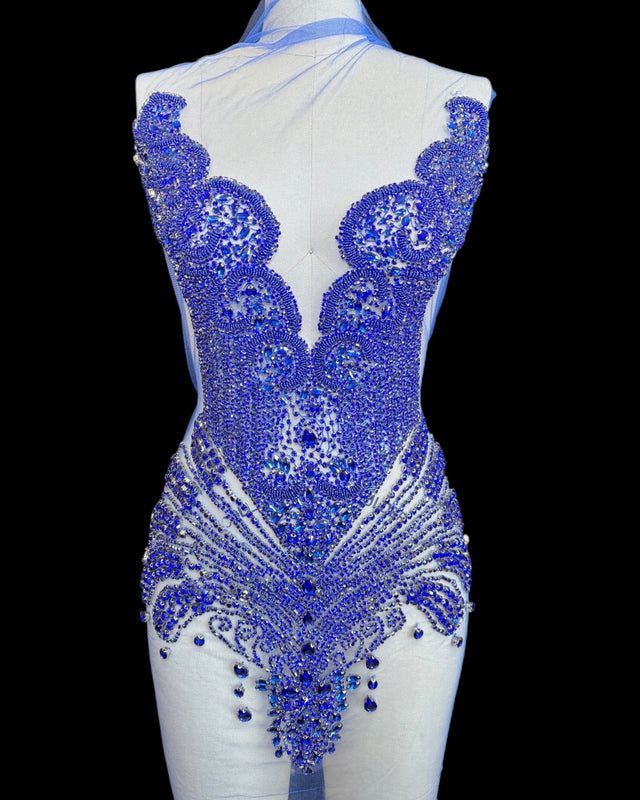 Royal Blue Rhinestone Bodice Applique