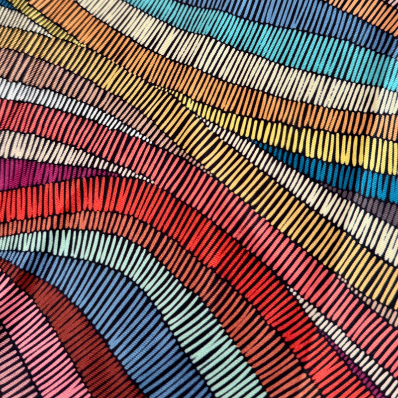 Printed Nylon Spandex Abstract Colorful Wave Lines