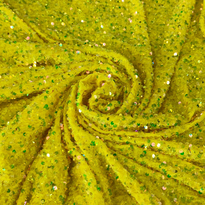 Yellow Iridescent Sequin on Velvet