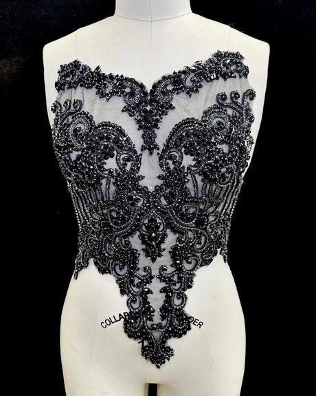 Black Rhinestone Bodice Applique