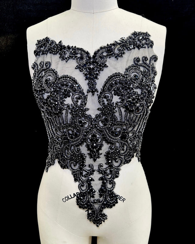 Black Rhinestone Bodice Applique