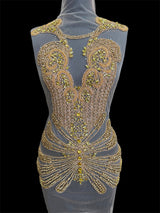 Gold Rhinestone Bodice Applique