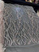 Beaded Sequin Lace on Mesh Dusty Pink