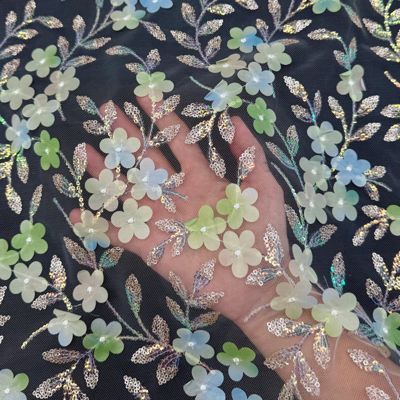 3D Floral Embroidered Tulle