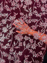 Beaded Floral Lace Wine Silver