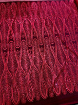 Glitter Sequin Geometric Lace Red