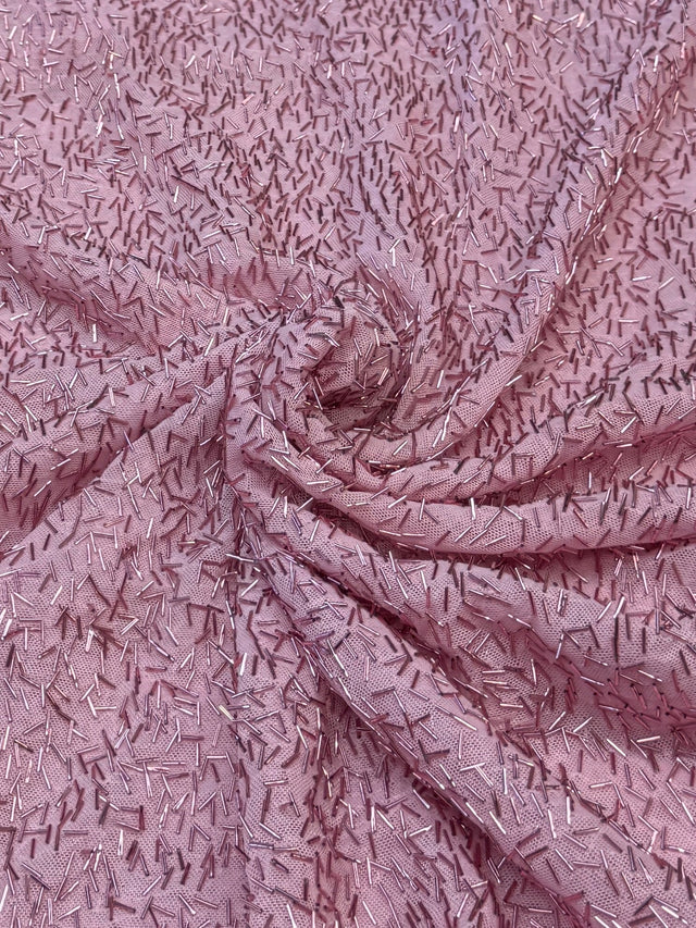 Stretch Bugle Beaded Mesh Blush Pink