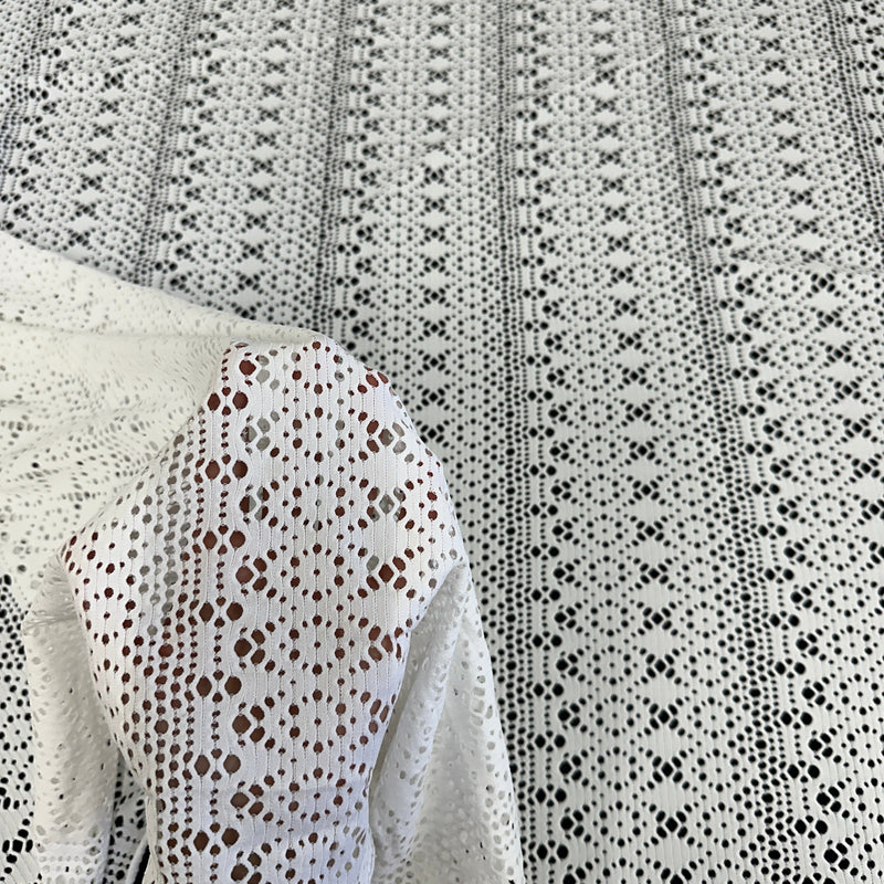 White Crochet Geometric Hollow Out Knit