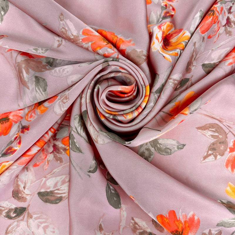 Printed Satin Mauve Floral
