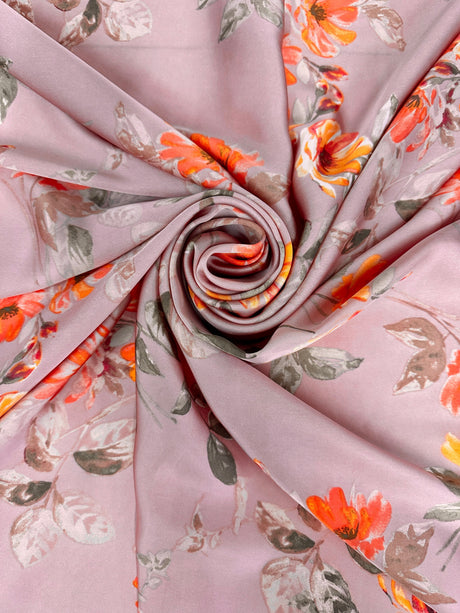 Printed Satin Mauve Floral