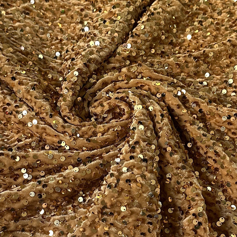 Stretch Sequin Velvet Gold Champagne
