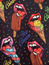 Printed Nylon Spandex Pop Art Lips Black
