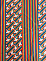 Printed Nylon Spandex White Retro Rainbow Graphic