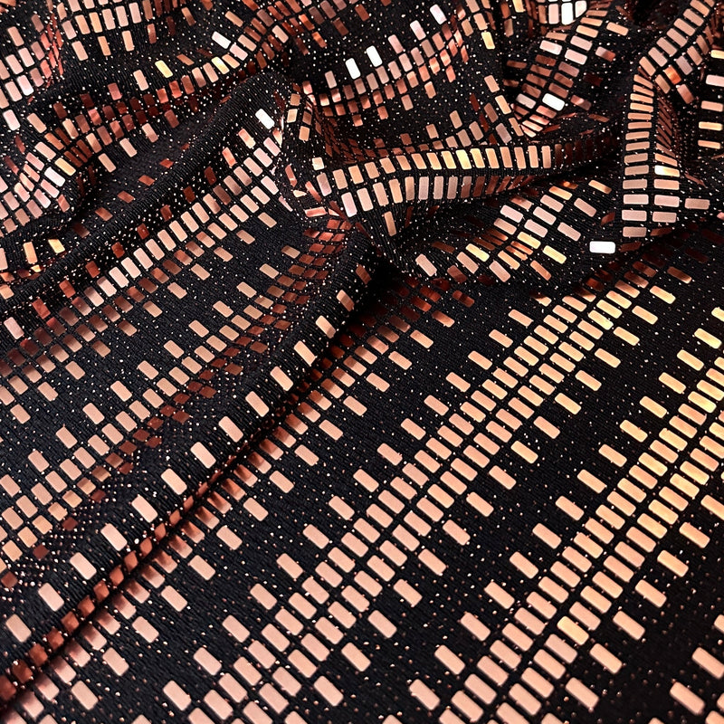 Stretch Mirror Sequin Knit Rose Gold