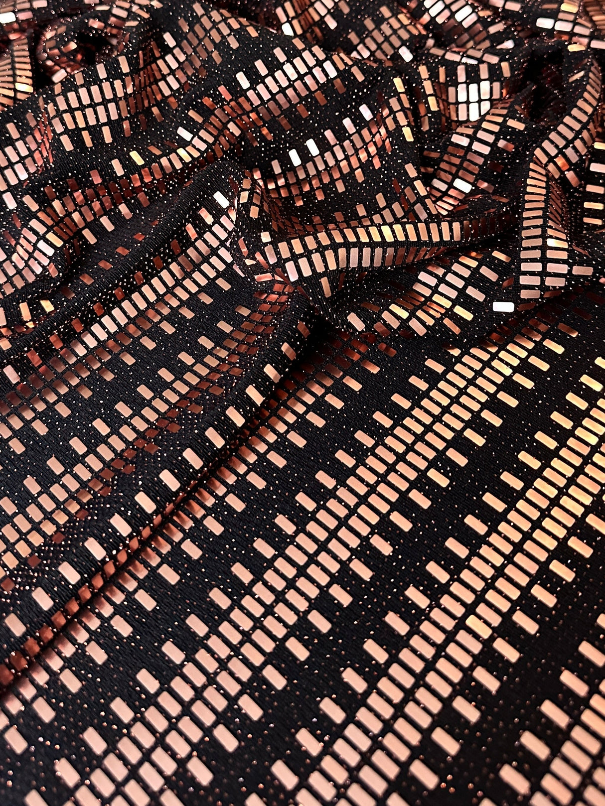 Stretch Mirror Sequin Knit Rose Gold