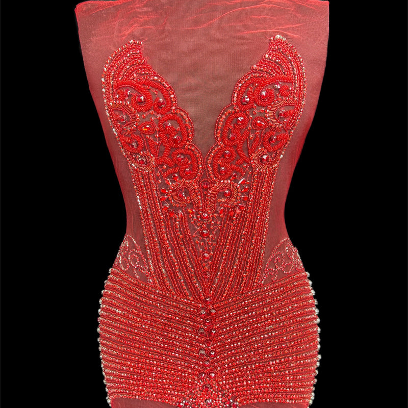 Red Rhinestone Bodice Applique