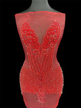 Red Rhinestone Bodice Applique