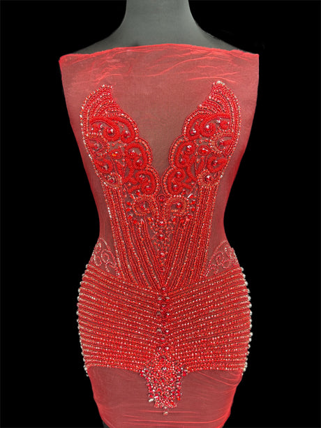 Red Rhinestone Bodice Applique