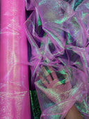 Iridescent Crushed Organza Hot Pink