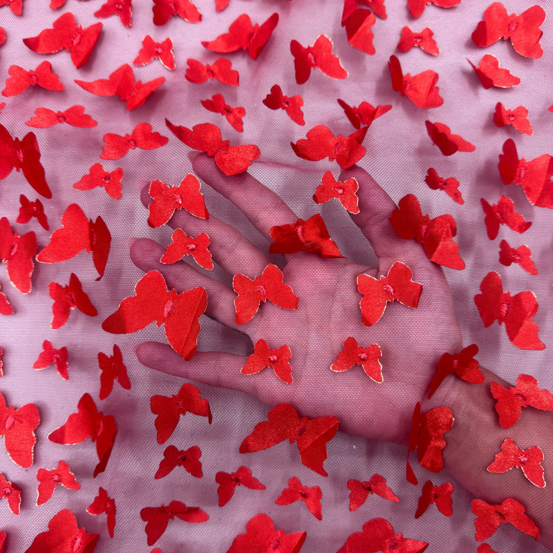 3D Butterfly Lace Red