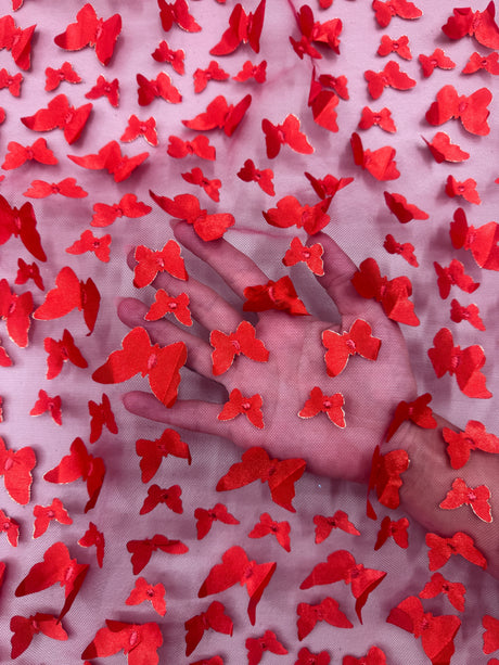 3D Butterfly Lace Red
