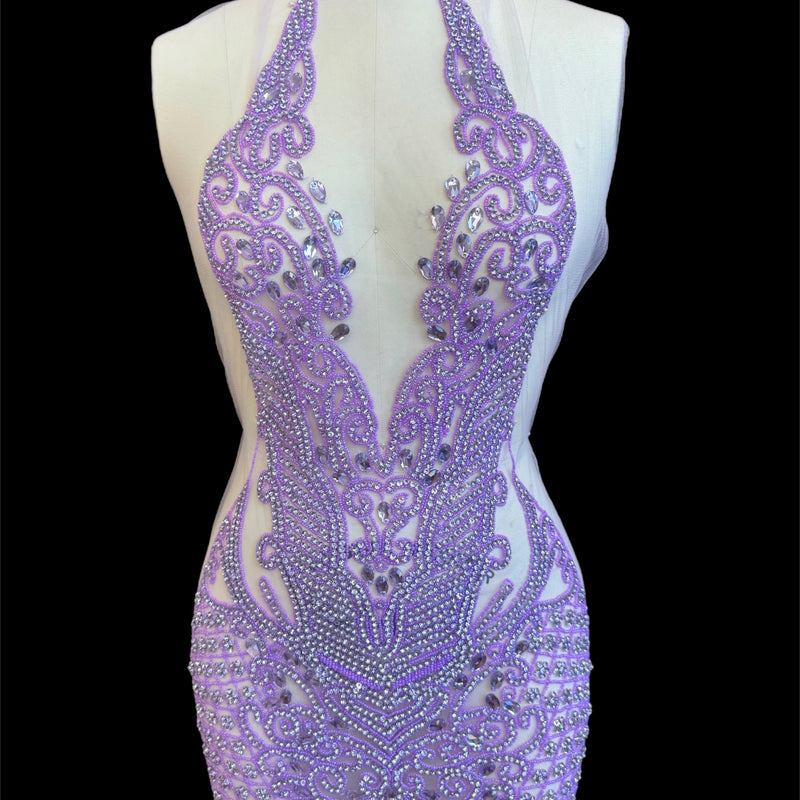 Lavender Rhinestone Bodice Applique