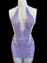 Lavender Rhinestone Bodice Applique