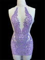 Lavender Rhinestone Bodice Applique