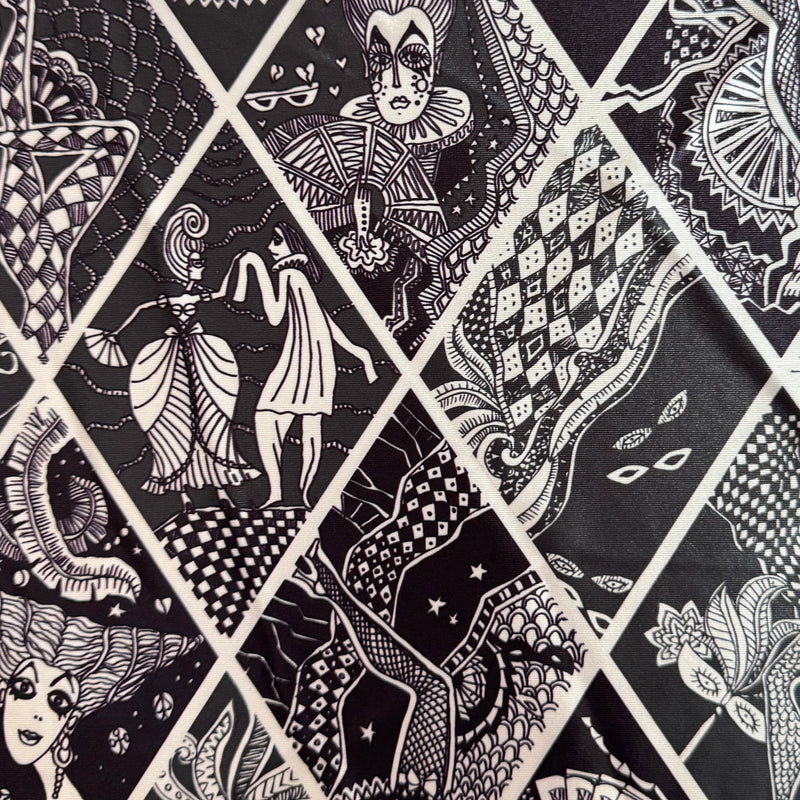 Printed Nylon Spandex Midnight Stories Black