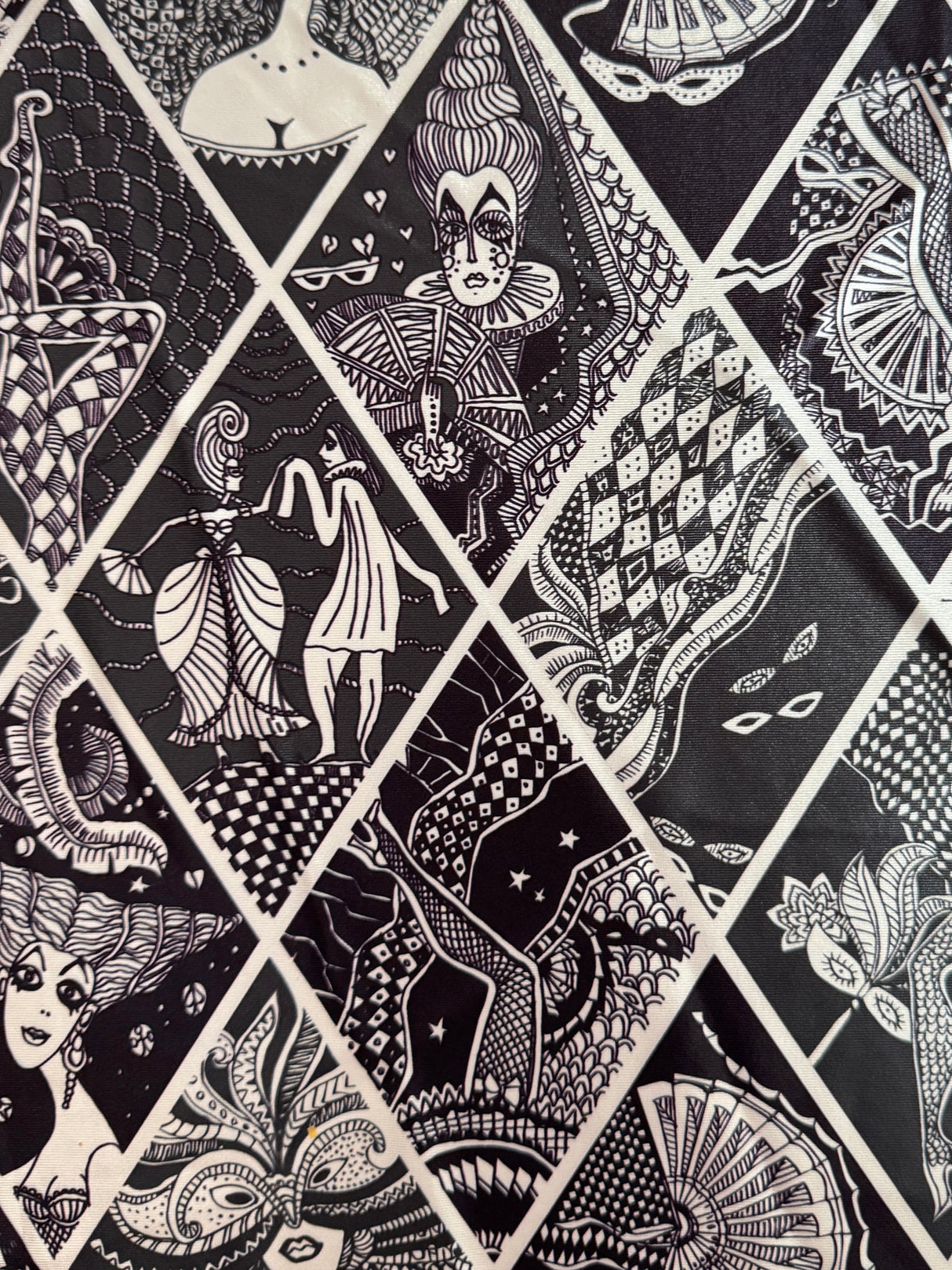 Printed Nylon Spandex Midnight Stories Black
