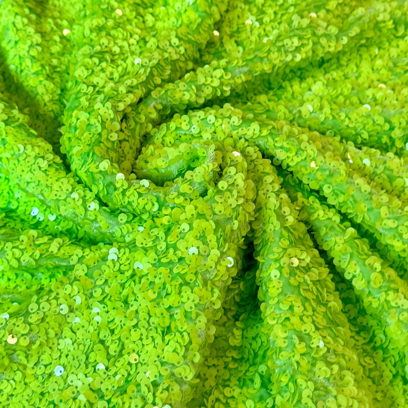 Sequin on Velvet Neon Green