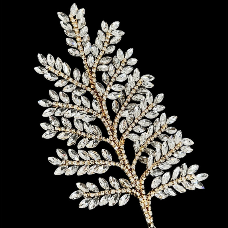 Gold Silver Bridal Leaves Rhinestone Applique