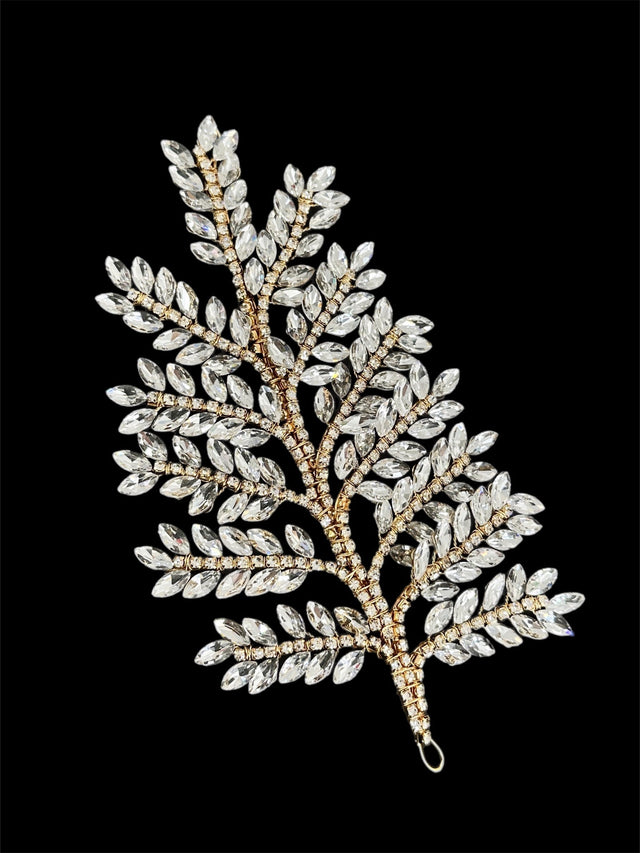 Gold Silver Bridal Leaves Rhinestone Applique