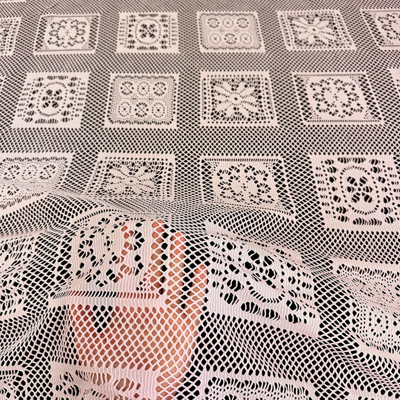 Stretch Crochet Knit Baby Pink Geometric