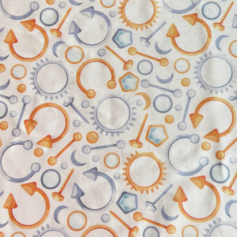 Printed Nylon Spandex White Abstract Piercing