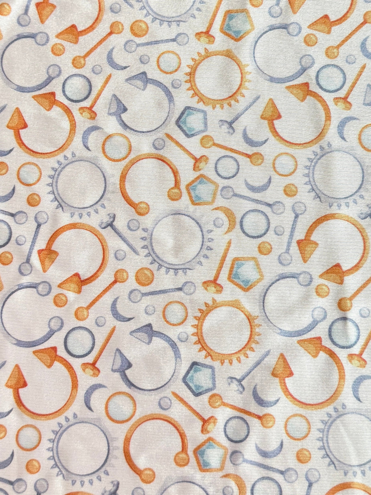 Printed Nylon Spandex White Abstract Piercing
