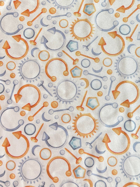 Printed Nylon Spandex White Abstract Piercing