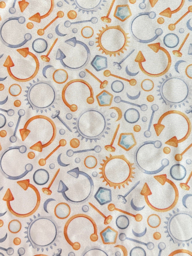 Printed Nylon Spandex White Abstract Piercing