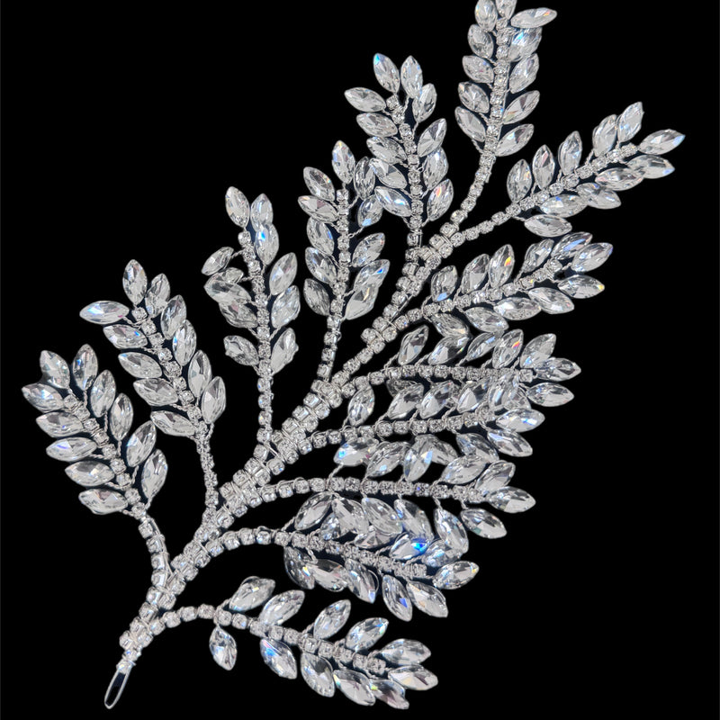 Silver Bridal Leaves Rhinestone Applique