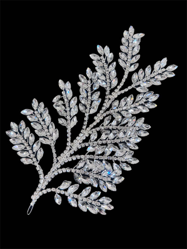 Silver Bridal Leaves Rhinestone Applique