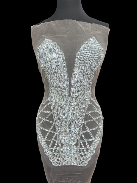 Silver Rhinestone Bodice Appliqué